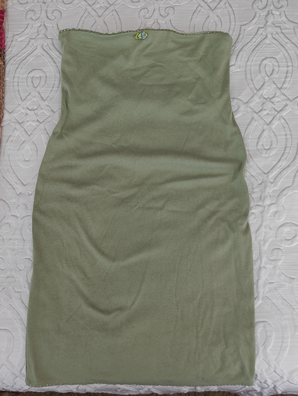 NWOT Strapless Y2K Olive Green Tube Dress